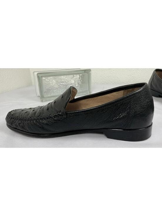Zelli Men’s 8 Genuine Ostrich Leather Loafer Black Dress Shoe Hand Made in Italy main image 5